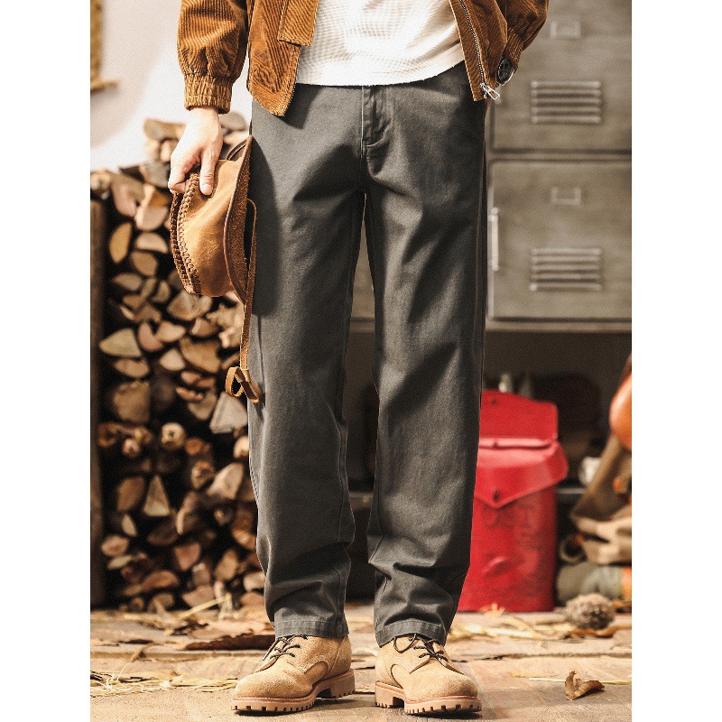 美式復古工裝褲男秋季2025新款寬鬆直筒長褲子簡約水洗男士休閒褲