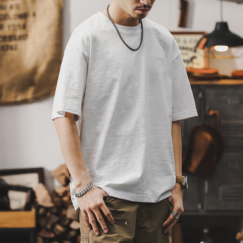 美式重磅男士短袖T恤夏季寬鬆大碼男裝2024新款寬鬆體恤男款