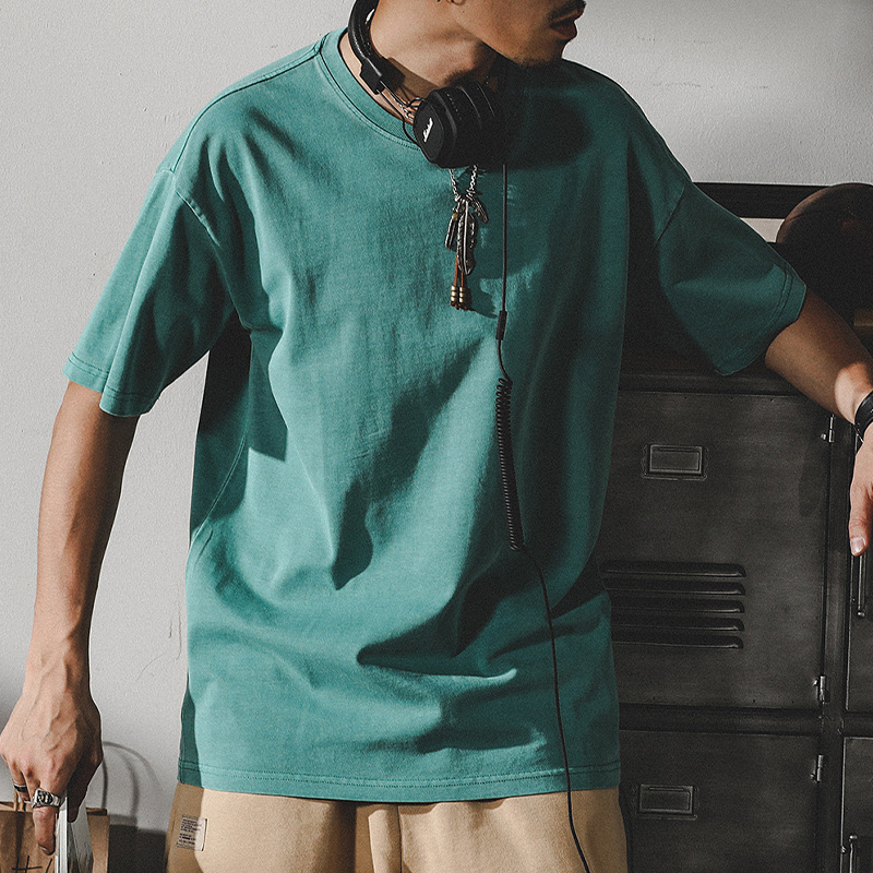 美式250g重磅T恤男短袖夏季ins潮流復古酵磨寬鬆基礎款打底衫