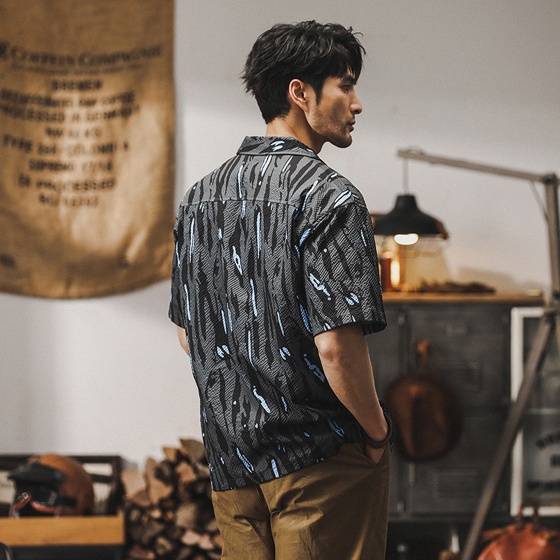 夏威夷度假花襯衫男短袖2024新款美式復古夏季薄款寬鬆襯衣男款潮