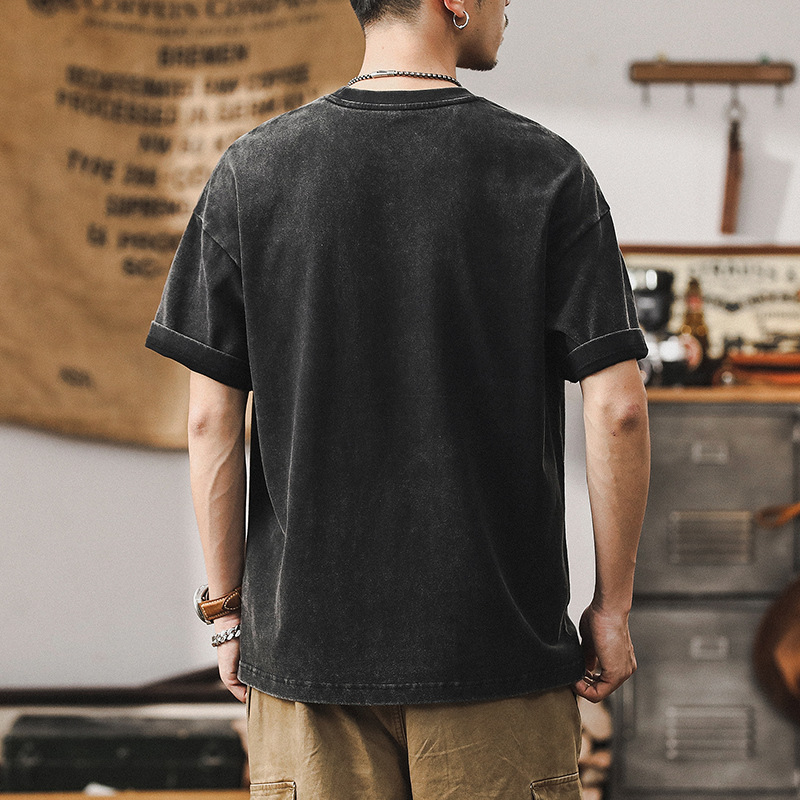 杰雷諾16S重磅T恤男短袖夏季美式復古寬鬆大碼印花體恤上衣男