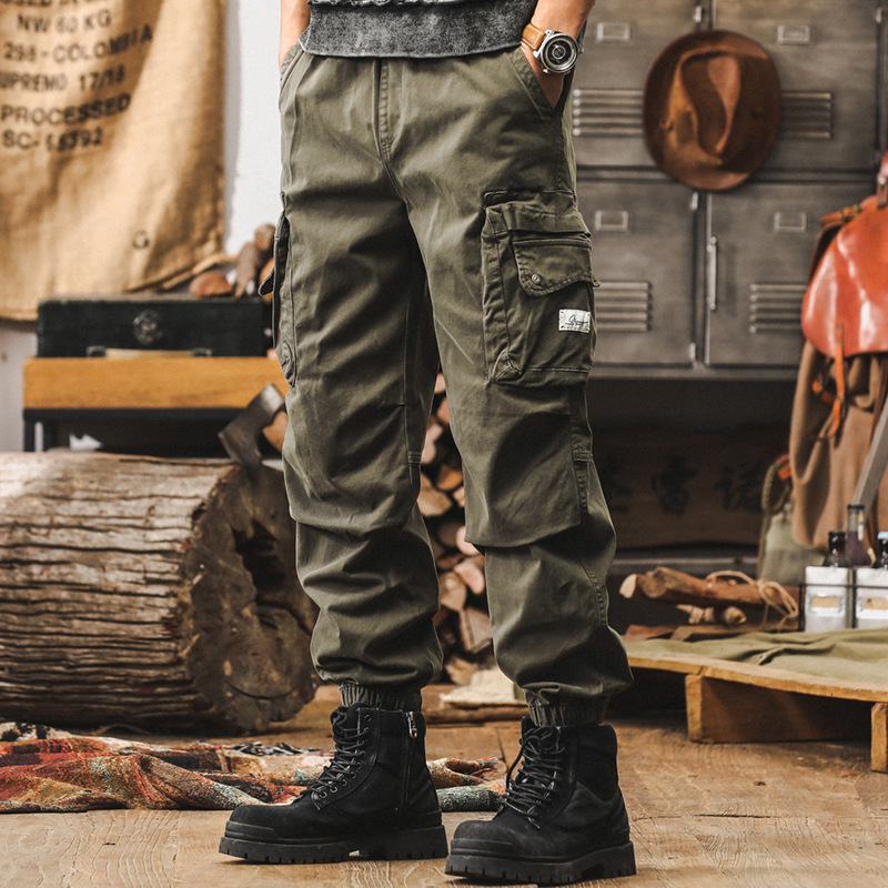 美式復古工裝褲子男秋冬季2024新款硬漢戶外寬鬆直筒男士休閒長褲