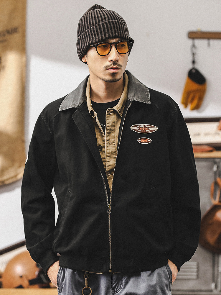美式復古工裝底特律夾克男秋季潮牌獵裝硬核寬鬆休閒外套男春秋款
