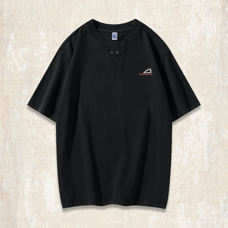260g重磅水洗做舊美式短袖男款夏季T恤2025新款潮牌寬鬆上衣