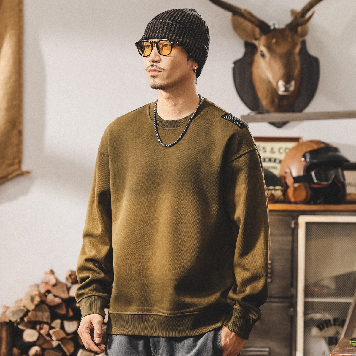 美式復古髒染重磅衛衣男士新款春秋新款潮牌寬鬆大碼長袖上衣男潮