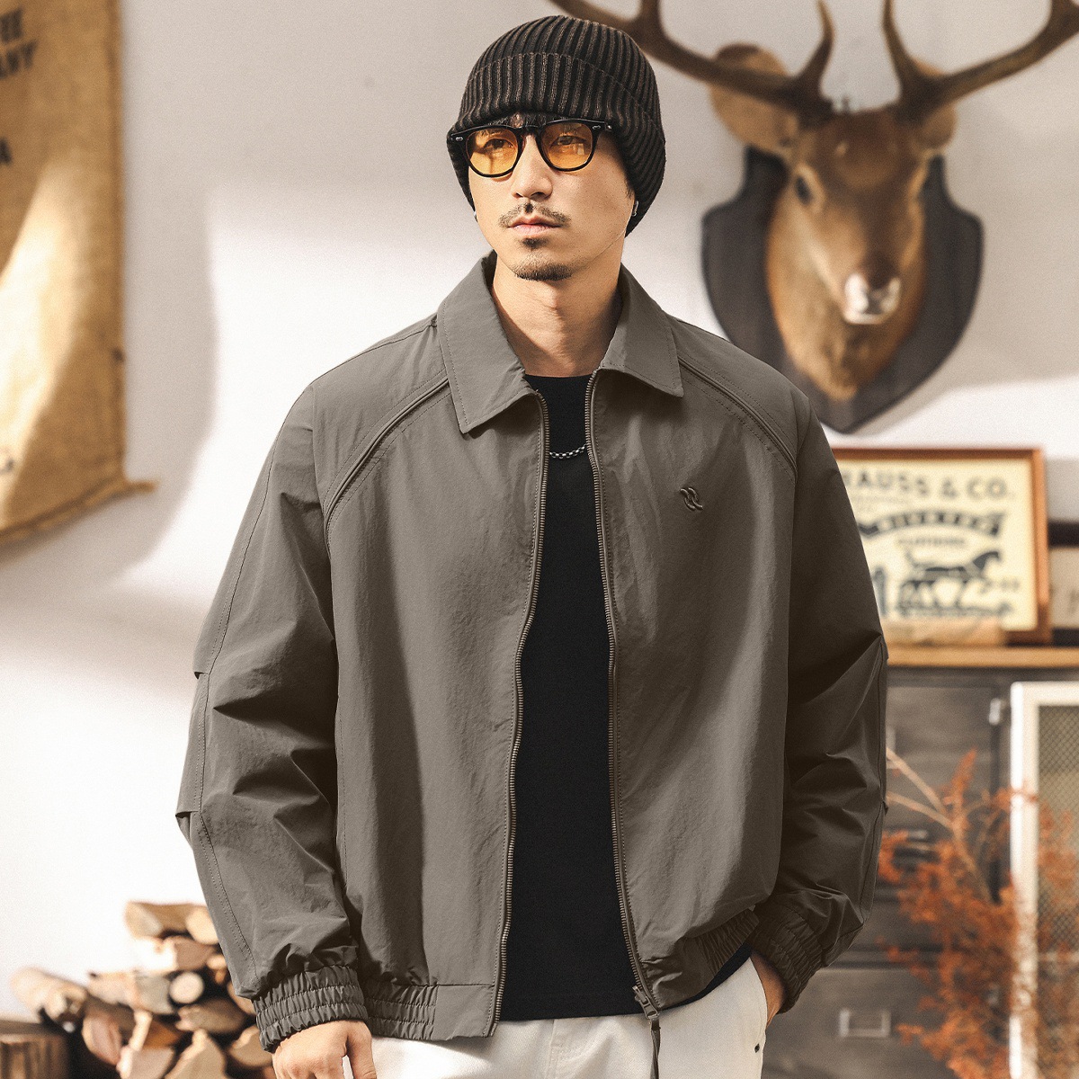 美式復古三防雙面穿夾克男秋季寬鬆2025新款教練老錢風外套男春秋