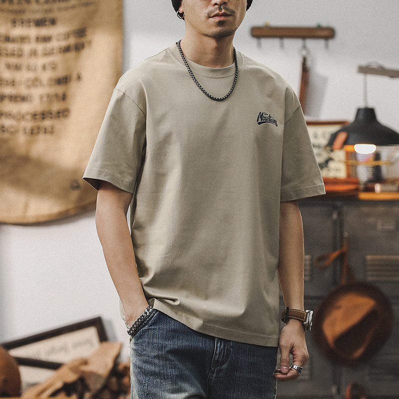 美式山系戶外重磅T恤男短袖夏季寬鬆大碼體恤男潮牌男士上衣