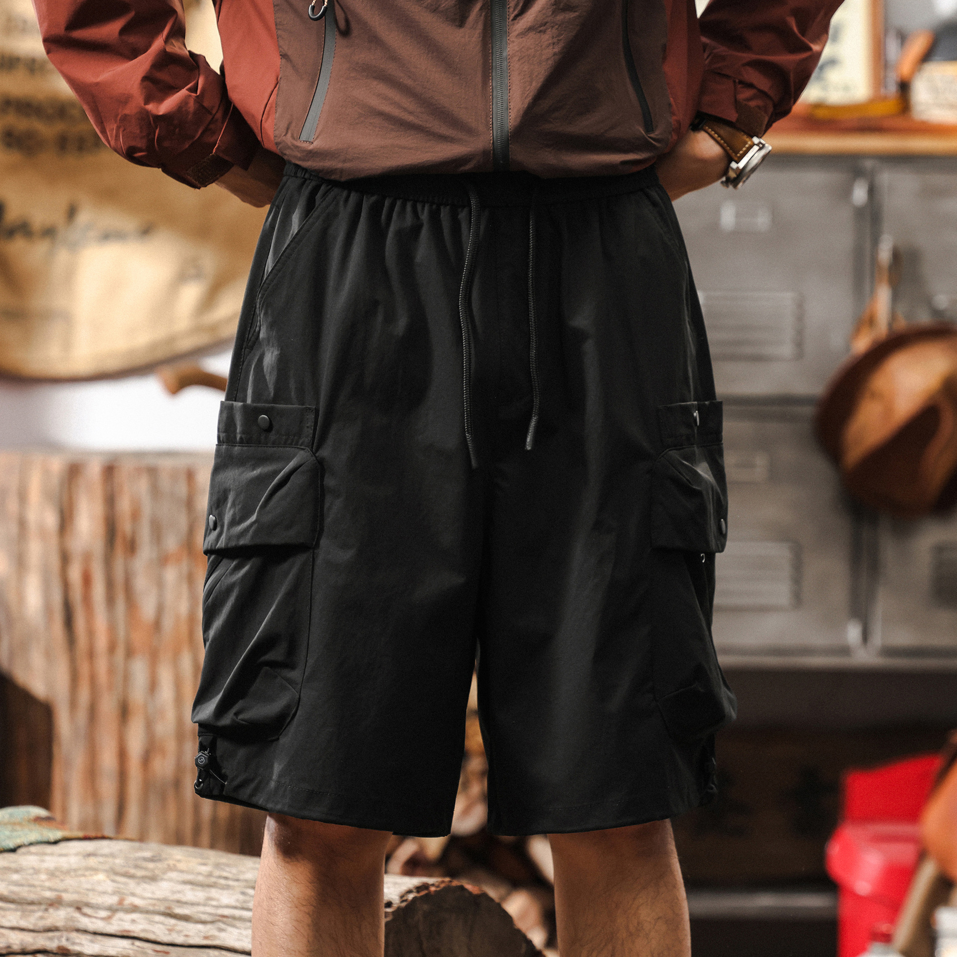 美式復古夏季潮牌工裝短褲男士2025新款寬鬆直筒戶外機能五分褲男