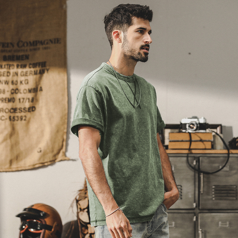 杰雷諾重磅T恤男短袖夏季2024新款美式雪花水洗寬鬆半袖男款體恤