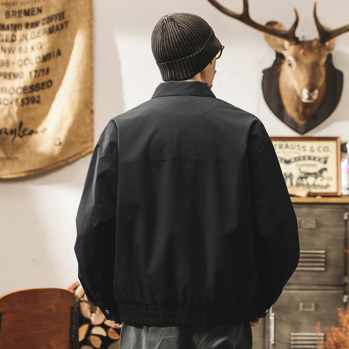 美式復古行政夾克男春秋2025新款潮牌通勤寬鬆休閒工裝飛行員外套