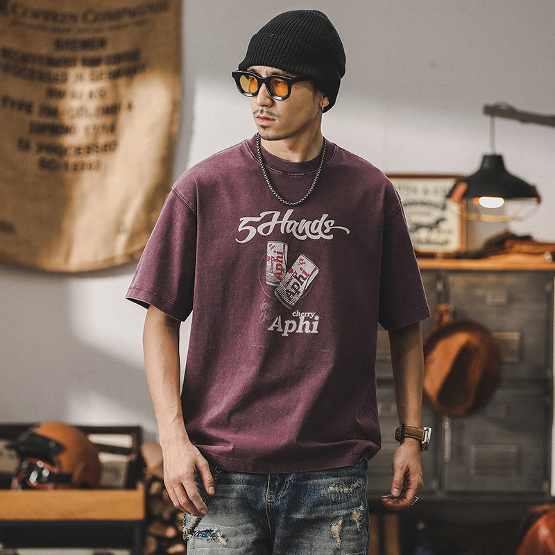 美式300g重磅短袖T恤男夏季2024新款寬鬆上衣男復古水洗潮牌衣服