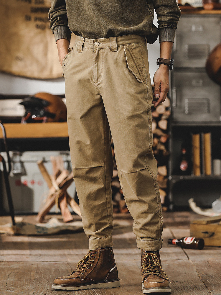 美式復古工裝褲子男春季潮牌寬鬆直筒休閒褲男春秋耐磨馬褲九分褲