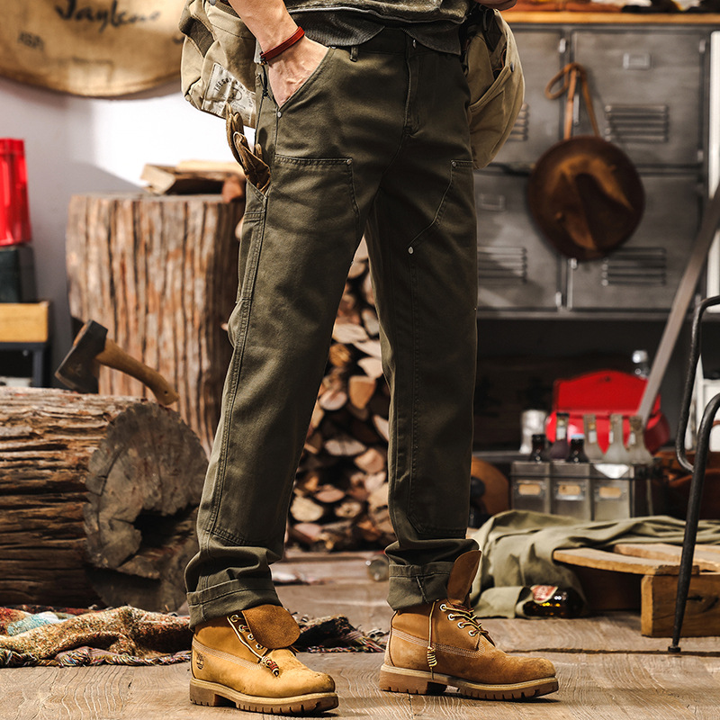 美拉德工裝褲子男春季2025新款美式復古伐木褲男士直筒休閒褲子男