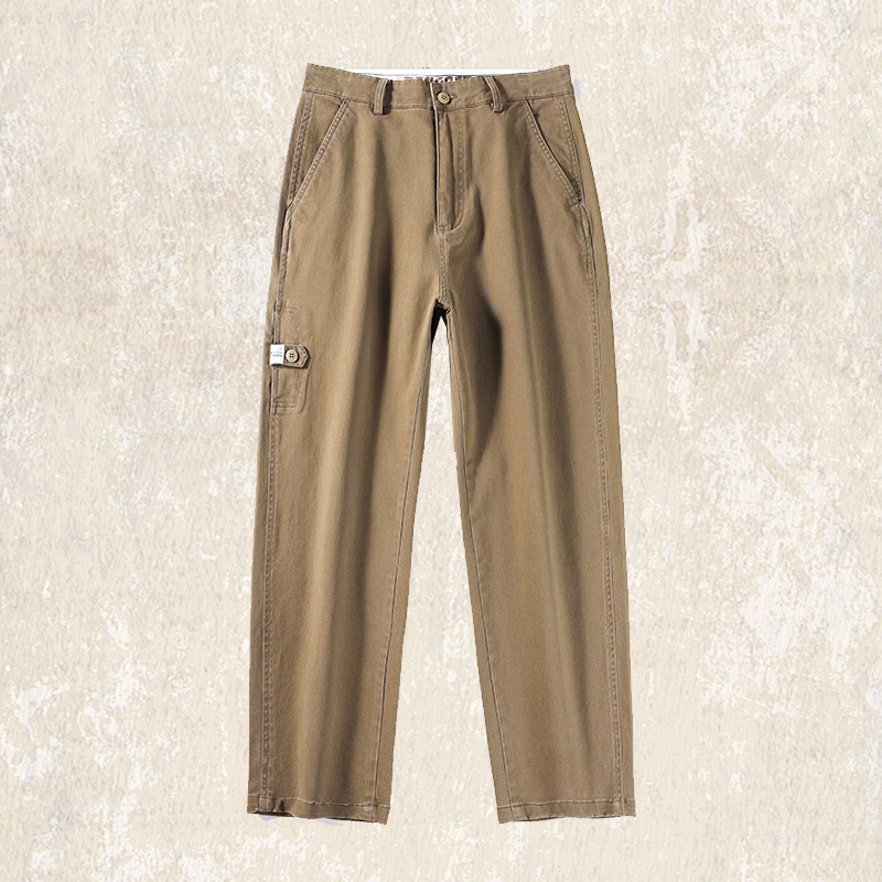 美式復古米白色工裝褲子男春季2025新款直筒長褲潮牌寬鬆休閒長褲