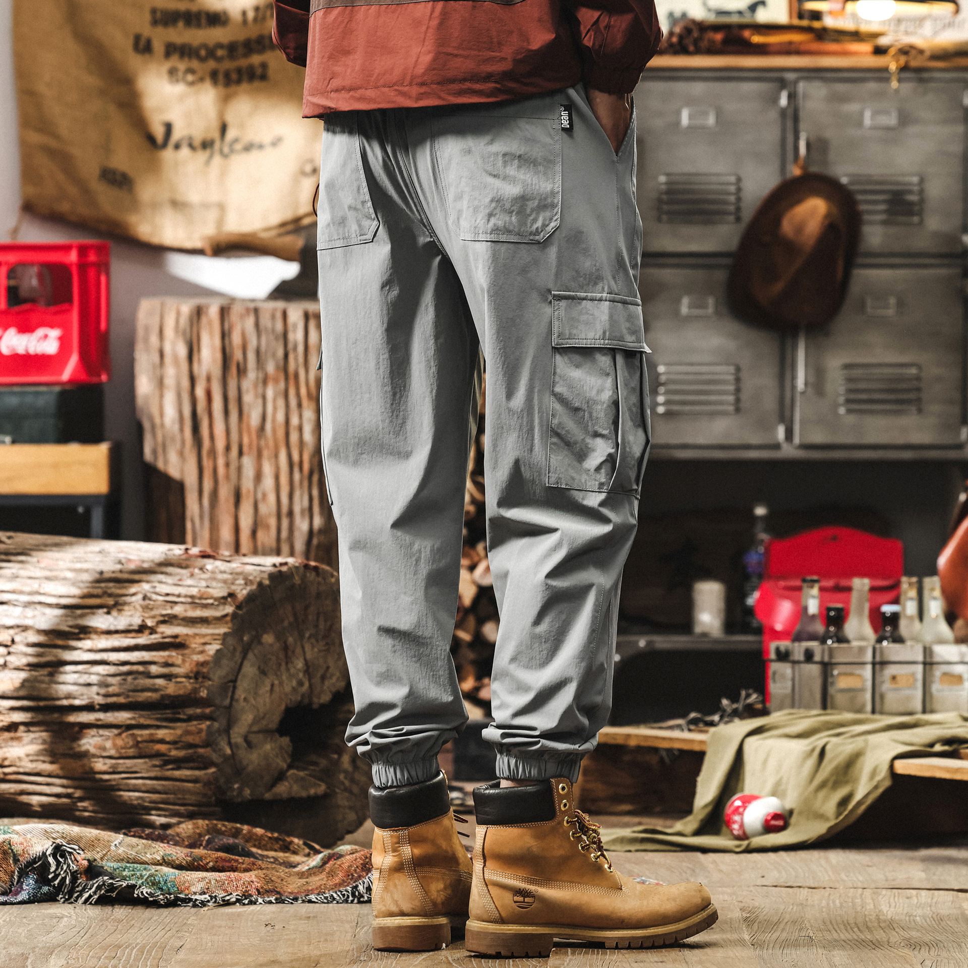 夏季薄款冰絲涼感褲子男寬鬆大碼2025新款徒步長褲戶外工裝休閒褲