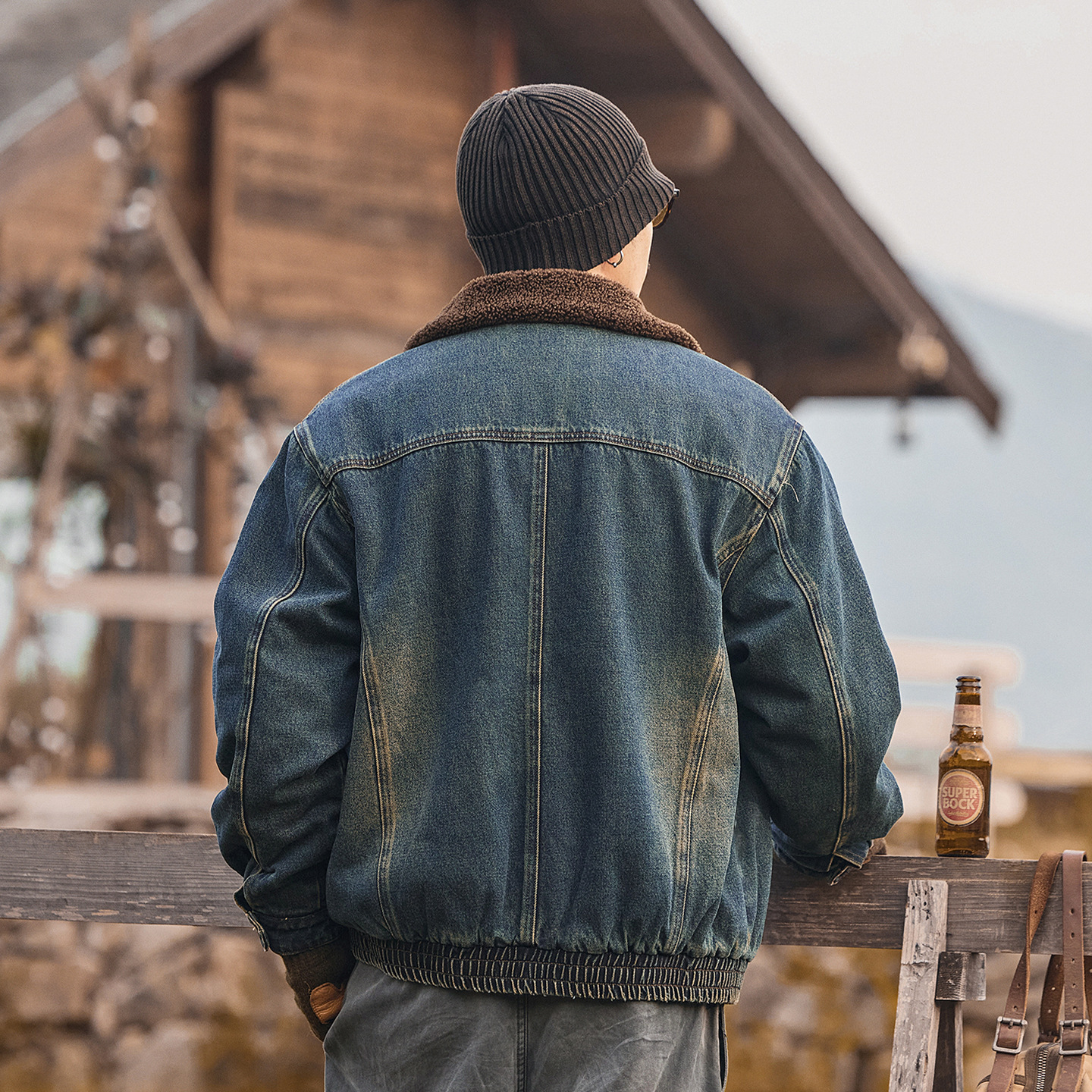 美式復古重磅羊羔絨加厚牛仔棉服男士棉衣冬季保暖棉襖工裝外套男