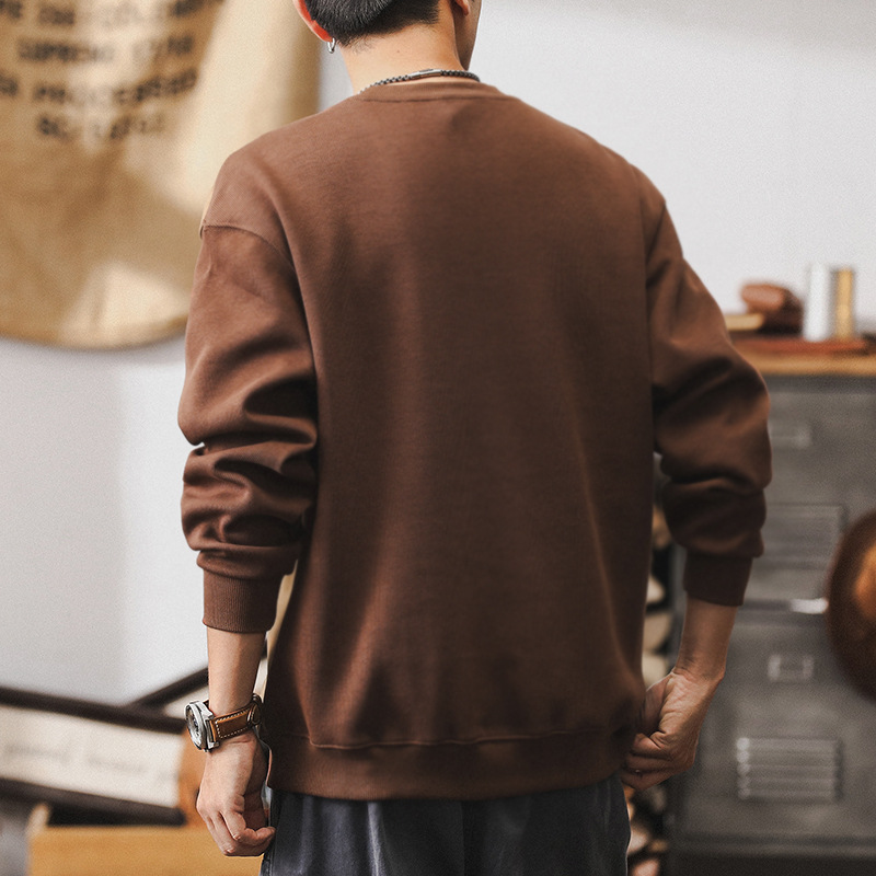 傑雷諾美式複古重磅衛衣男潮牌拼接撞色秋季衣服寬松男士休閑上衣