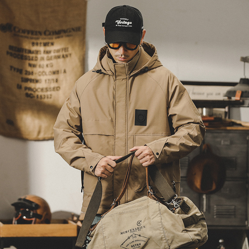 美式工裝棉服男冬季2023年新款可機洗絎棉戶外棉襖加絨加厚外套男