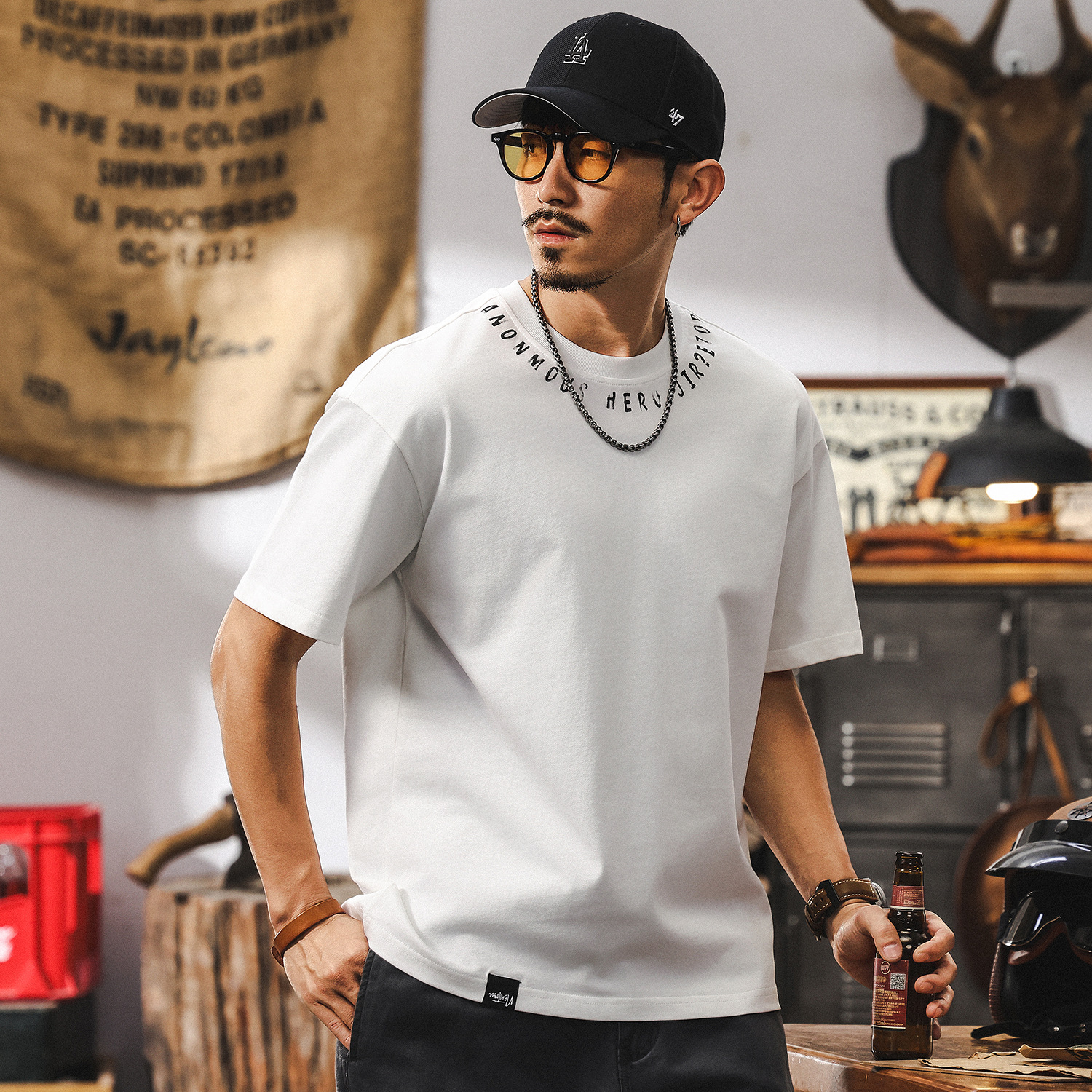 【7A級抗菌除蟎】涼感T恤男夏季短袖2025新款潮牌寬鬆半袖男