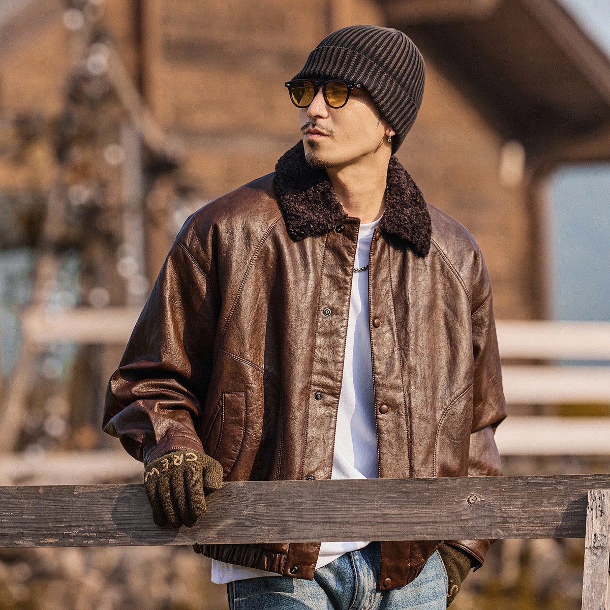 美式加厚羊羔絨棉服男冬季潮流機車皮衣男士棉襖保暖棉衣加絨外套