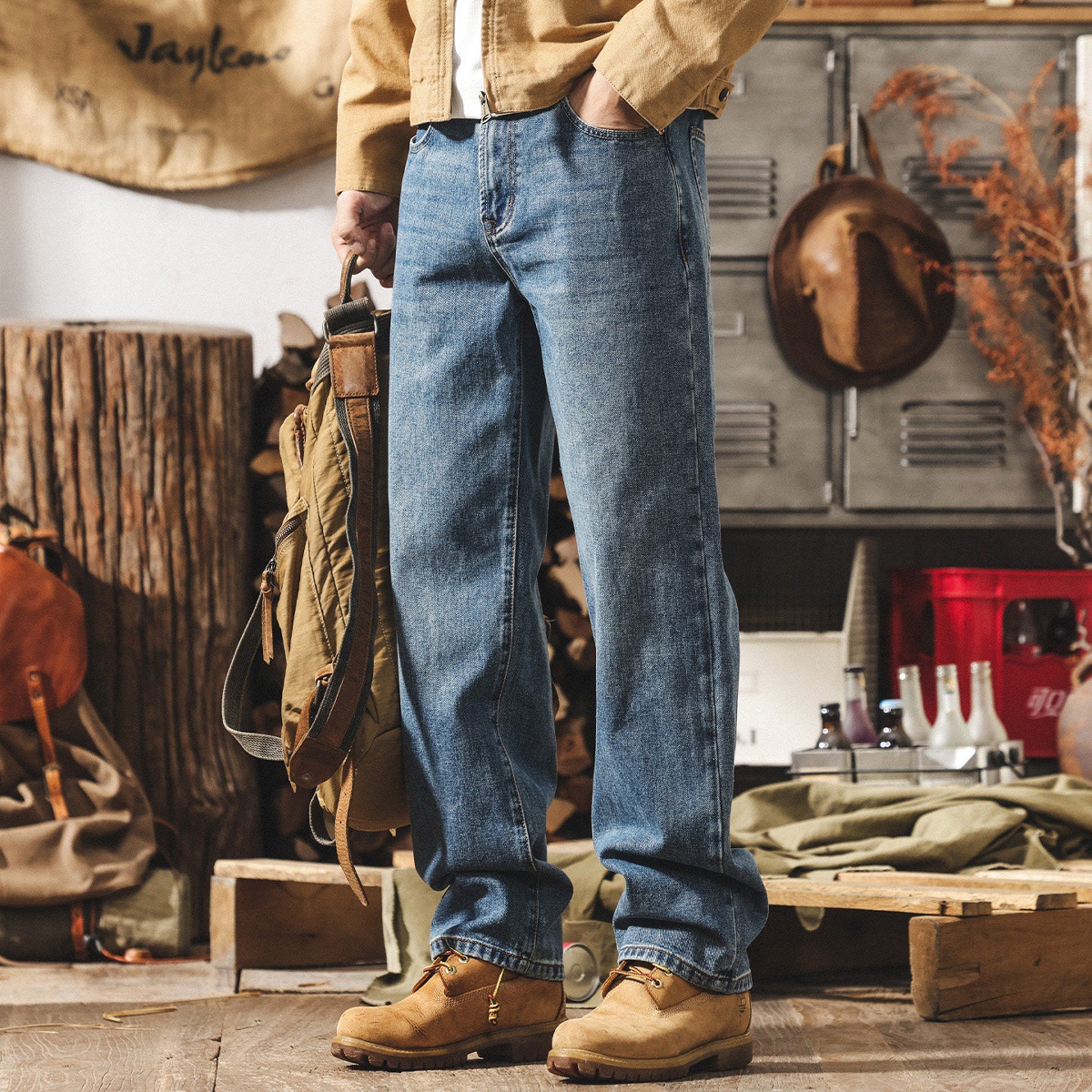 美式12.5盎司復古寬鬆牛仔褲男春季2026新款潮牌直筒休閒長褲子男