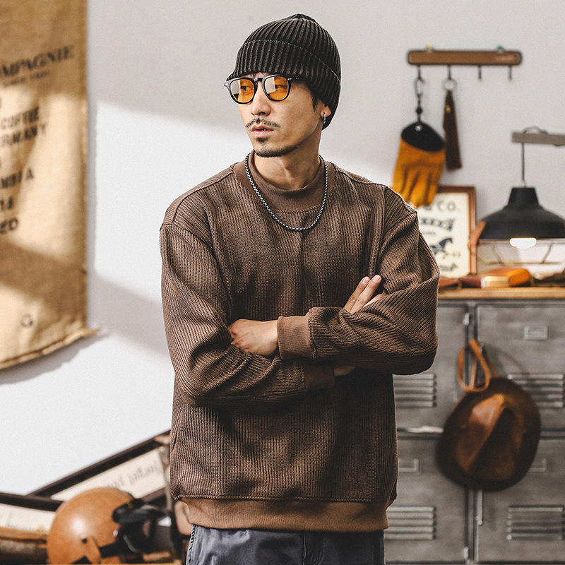 杰雷諾美式重磅復古外套男春秋款潮牌半高領衛衣男秋季慵懶針織衫