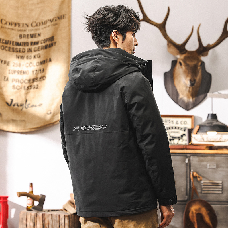 美式復古石墨烯工裝羽絨服男冬季加厚2024新款連帽外套男士派克服