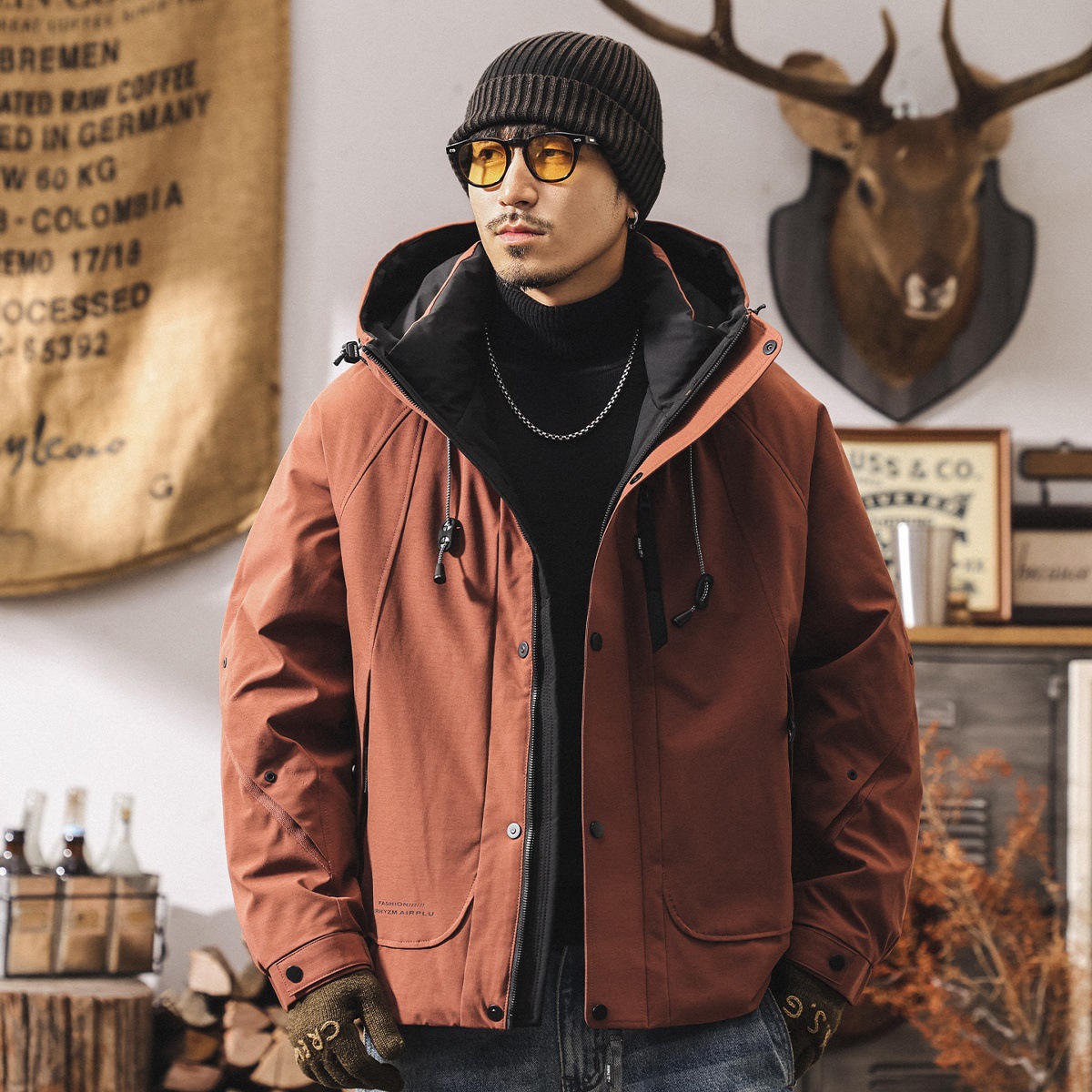 美式復古90%白鴨絨工裝羽絨服男款冬季加厚戶外機能保暖男士外套