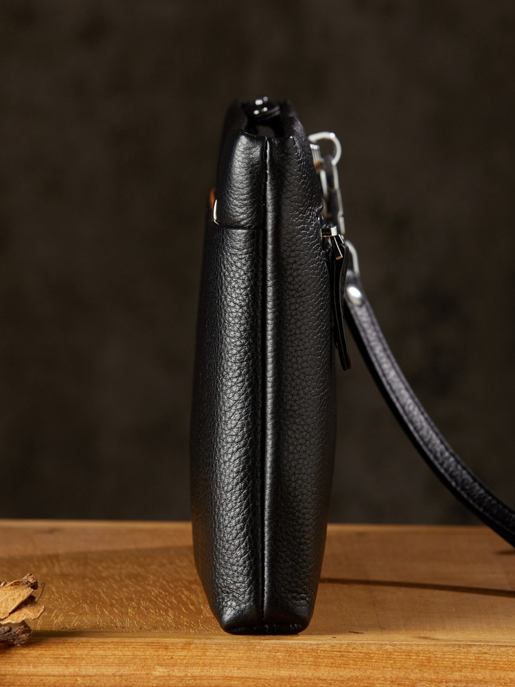 手工真皮男士手拿包商務休閒手抓包質感頭層牛皮橫款手拎包信封包