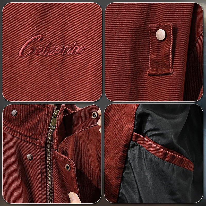 秋冬新款立領加棉工裝夾克男復古刺繡美式休閒獵裝寬鬆外套上衣潮