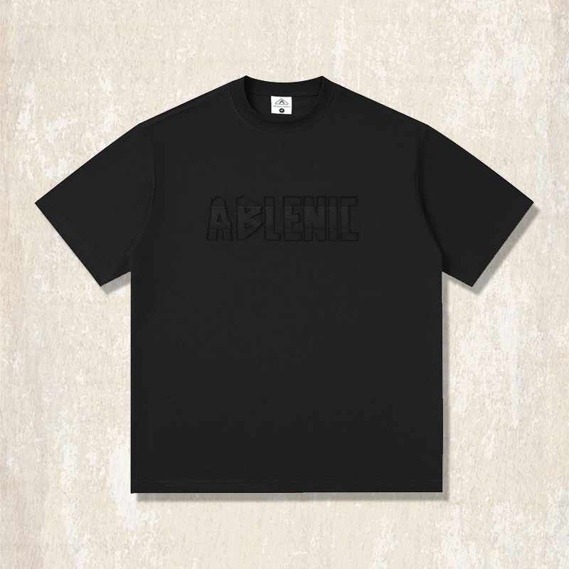 美式復古科技涼感T恤男夏季刺繡短袖男款潮牌寬鬆酒紅色大碼上衣T