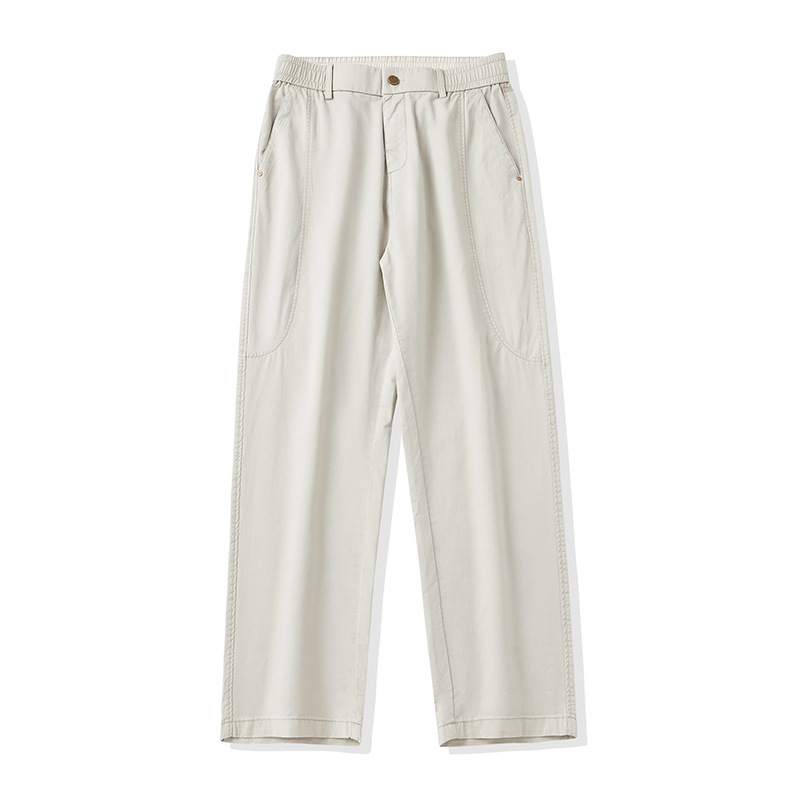 美式復古薄款簡約工裝褲子男夏季2024新款男士休閒褲潮牌直筒長褲
