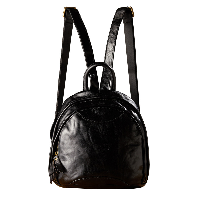 手工植鞣頭層牛皮雙肩包女士時尚百搭真皮休閒通勤迷你小背包女包