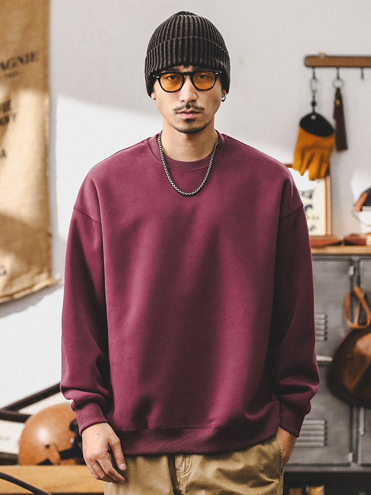 美式復古簡約重磅衛衣男潮牌春秋款2024新款寬鬆男士上衣長袖T恤