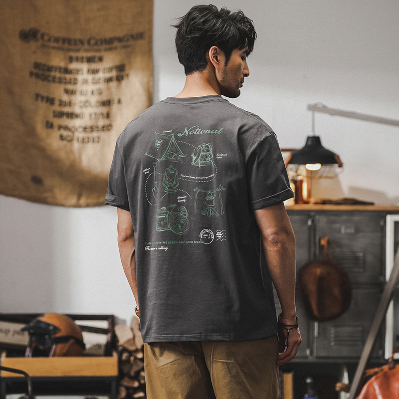 美式復古重磅T恤男短袖夏季2024新款潮流潮牌大碼男裝半袖男體恤