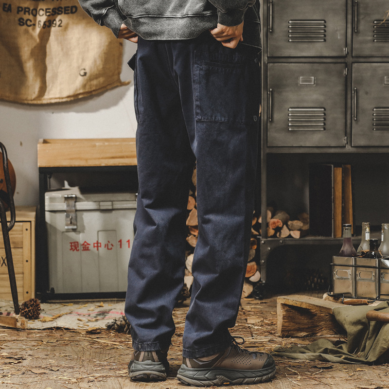 杰雷諾美式復古工裝褲子男春秋寬鬆潮牌男士休閒褲闊腿直筒長褲男