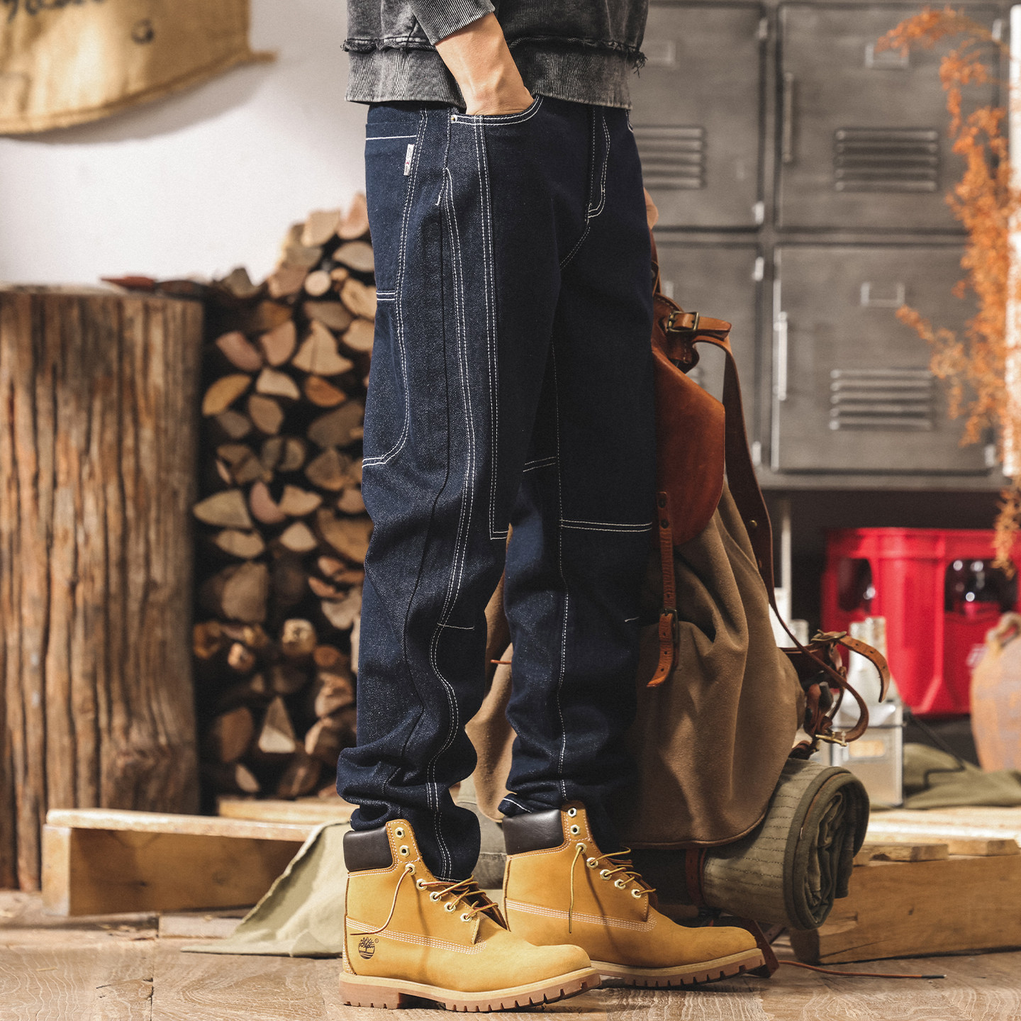 美式復古丹寧水洗直筒牛仔褲男2026春季新款原色潮流寬鬆休閒褲男