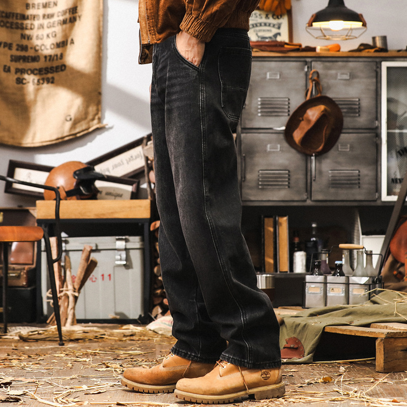 美式經典復古牛仔褲子男秋季寬鬆大碼直筒褲2024新款潮牌休閒褲男