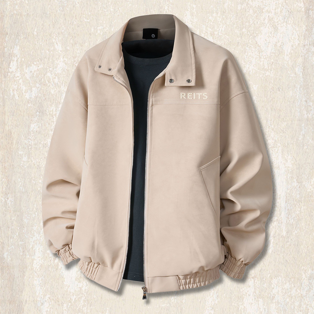 美式復古扎染斑駁做舊皮衣外套男春秋新款潮流痞帥機車寬鬆皮夾克