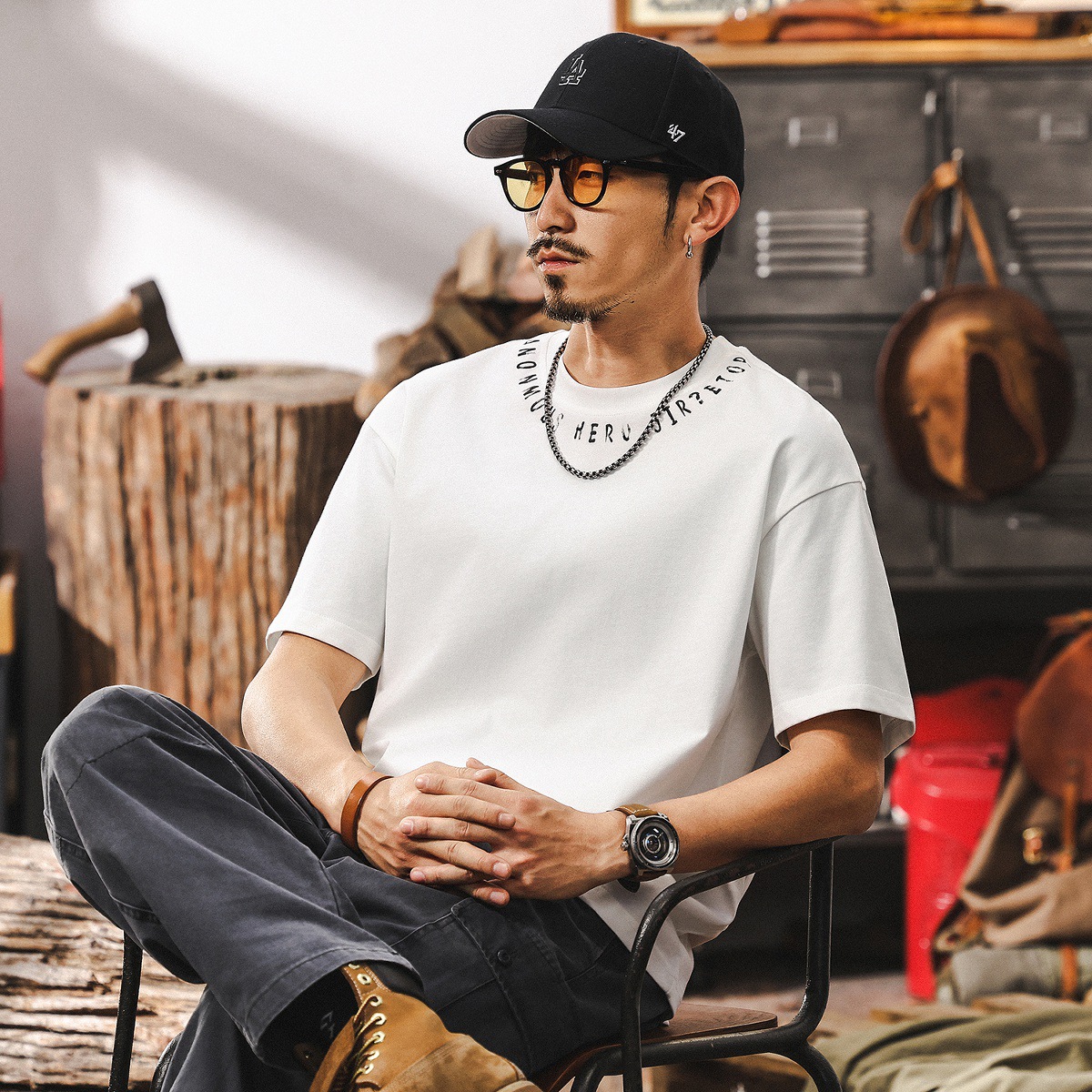 【7A級抗菌除蟎】涼感T恤男夏季短袖2025新款潮牌寬鬆半袖男