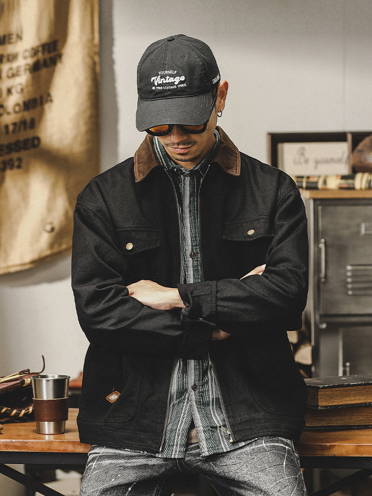 美拉德工裝夾克男2024年春秋款美式復古重磅寬鬆休閒底特律外套男