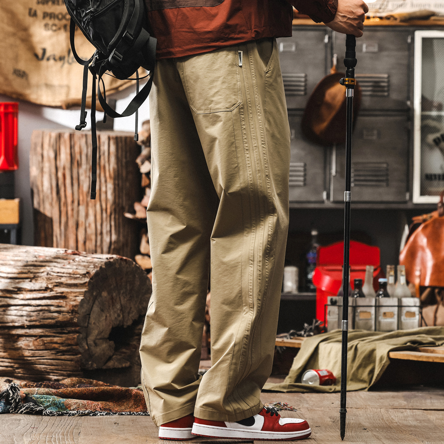 美式復古卡其色休閒褲男薄款男士褲子鬆弛感寬鬆直筒大碼速幹長褲