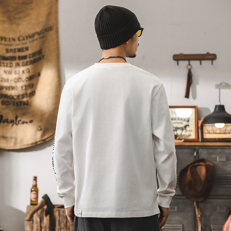 美式重磅T恤男長袖秋季2024新款潮牌寬鬆大碼簡約上衣男體恤