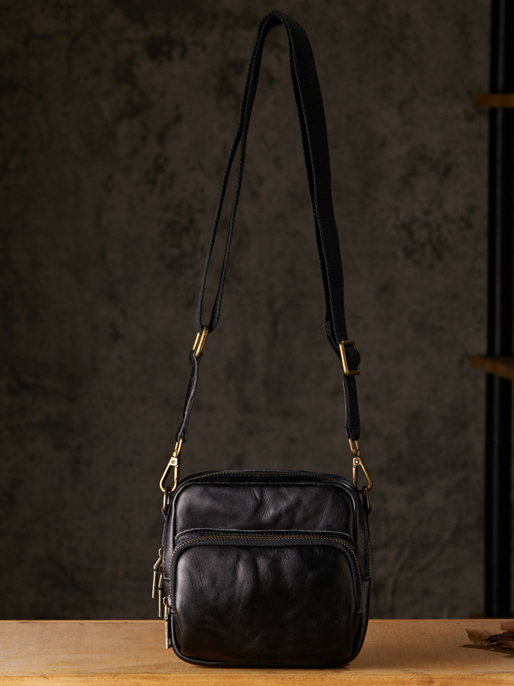 手工植鞣皮手機包男士休閒單肩斜挎包時尚個性頭層牛皮迷你小挎包