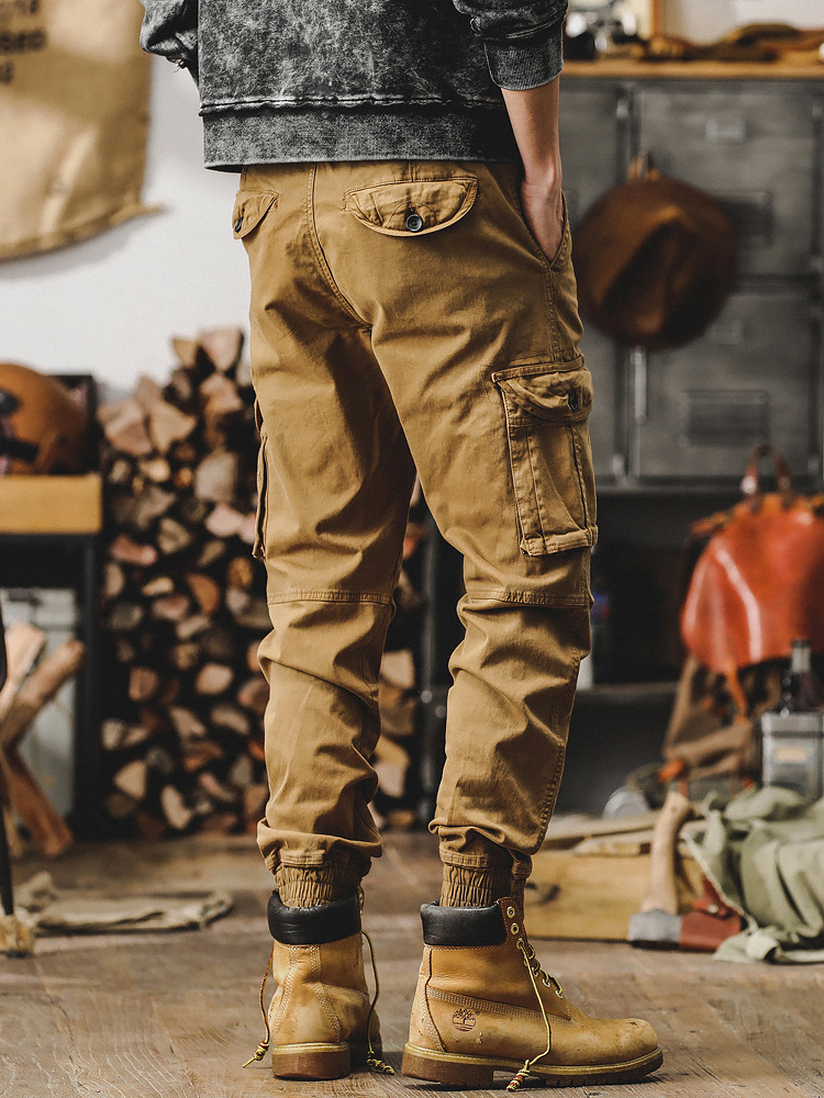 美式復古工裝褲男潮牌2024新款直筒男士春季褲子獵裝戰術休閒褲男