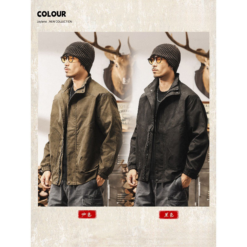 美式復古髒染潮流外套男春秋2025新款戶外防風秋季美拉德工裝夾克