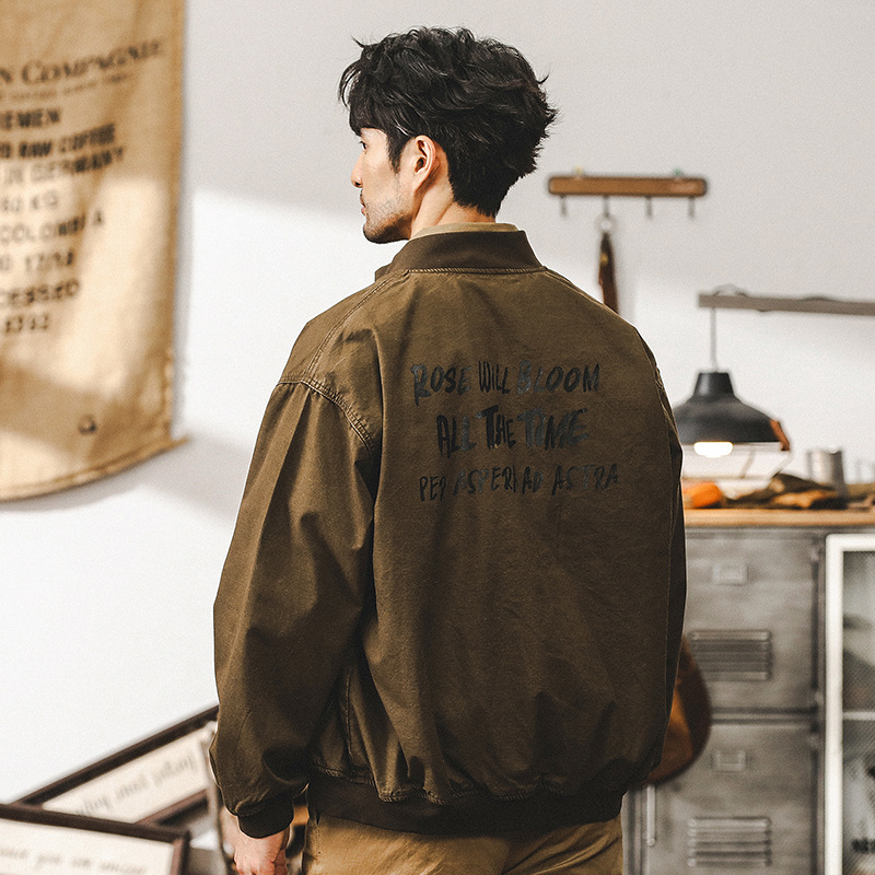 美式工裝外套男春秋阿美咔嘰復古水手甲板服寬鬆潮牌教練獵裝夾克