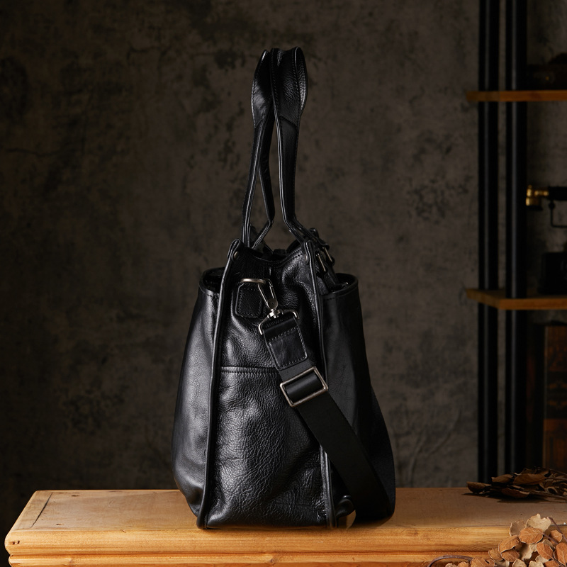 手工真皮男士公文包大容量出差商務包頭層植鞣牛皮休閒手提電腦包