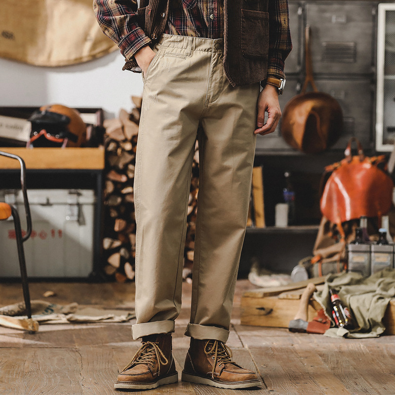 美式復古工裝褲子男春季2024年新款廓爾格軍褲超柔碳磨男士休閒褲