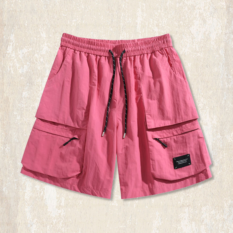 戶外機能速幹運動綠色工裝短褲男夏季薄款寬鬆大碼潮牌休閒五分褲